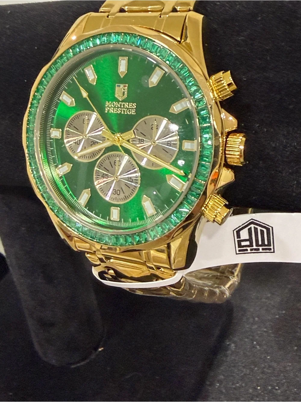 Montres Prestige men’s  Gold-Tone Watch with Green Dial 44mm